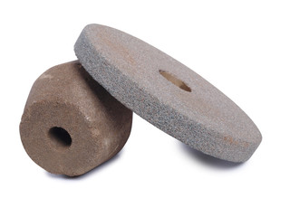 Stone for sharpening knives on a white background