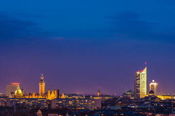 Blick &uuml;ber Leipzig am Abend