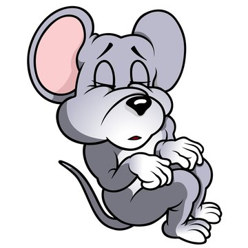 Sleeping Mouse - Cartoon Illustration, Vector