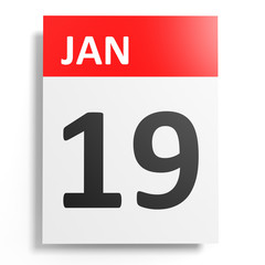 Calendar on white background. 19 January.