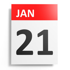 Calendar on white background. 21 January.
