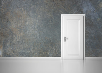 White Door on Concrete Wall. 3d illustration.