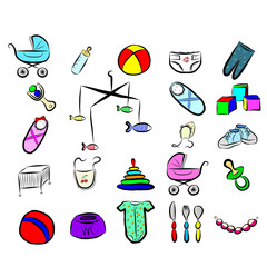 Set of baby born icons