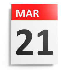 Fototapeta premium Calendar on white background. 21 March.