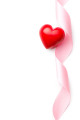 pink ribbon with red heart