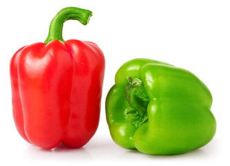 colored sweet peppers on a white background