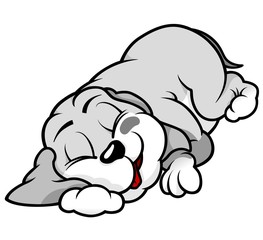 Puppy Dog Sleeping - Cute Cartoon Illustration, Vector