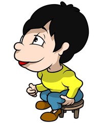 Boy Sitting On Chair - Cartoon Illustration, Vector