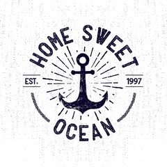 Hand drawn vintage badge with anchor and lettering. © SlothAstronaut