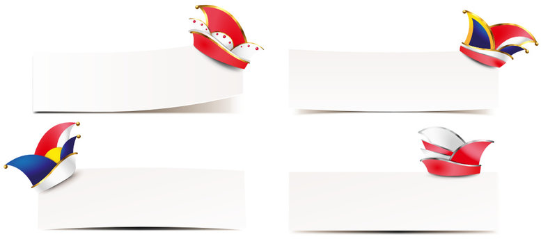 Schilder mit Narrenkappen - Set