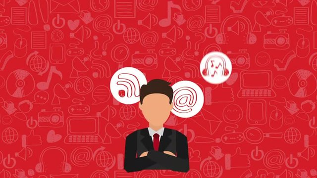 Businessman with technology icons, Video Animation 