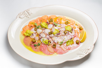 Carpaccio with salmon, assorti
