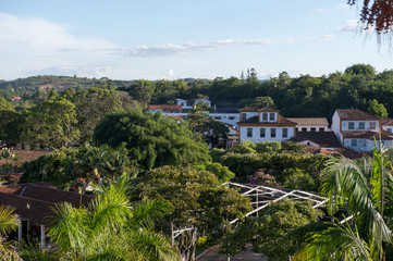 Fototapeta na wymiar Tiradentes, BRAZIL - january 08, 2016: Colonial Houses - Historical Town of the city (Unesco World Heritage)