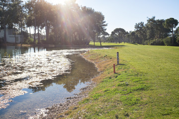 playing golf on a golf course