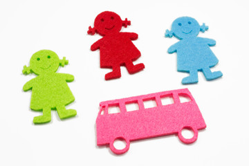 Pink van and childrens