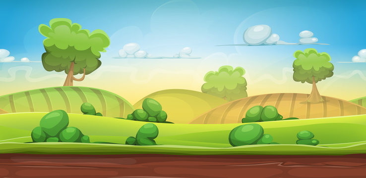 Seamless Country Landscape For Ui Game