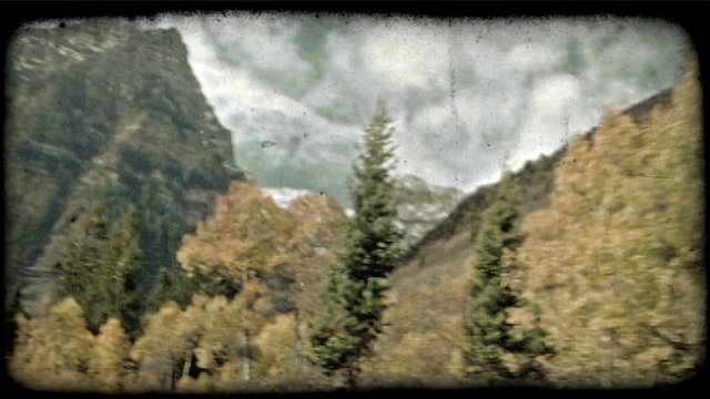 View from car on road 2. Vintage stylized video clip.