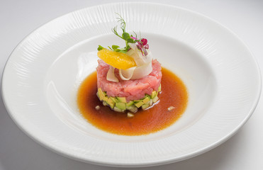 Salmon tartar, gourmet Food