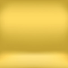 Obraz premium Gold yellow studio room backdrop background. Empty interior mockup with soft light. Mock up template product display.