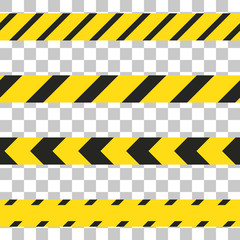 Do not cross the line caution vector tape. Seamless police warning tape set. Prohibiting yellow isolated lines.