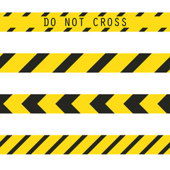 Do not cross the line caution vector tape. Seamless police warning tape set. Prohibiting yellow lines.