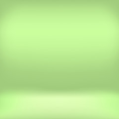 Green studio room backdrop background. Empty interior mockup with soft light. Mock up template product display.