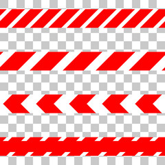 Do not cross the line caution vector tape. Seamless police warning tape set. Prohibiting isolated red lines.