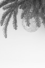 Christmas Tree with transparent ball decoration black and white