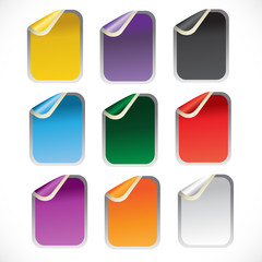 Brightly colored glossy  sticky label elements