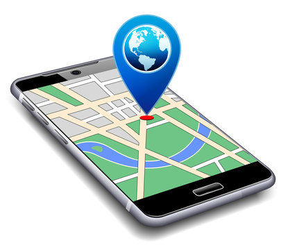 You are Here - Phone with Map Pointer Icon Cell Smart Mobile