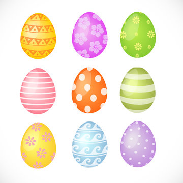 Set of colored Easter eggs