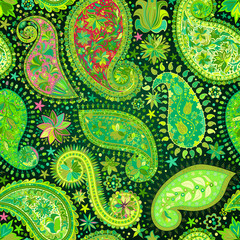 Vintage floral motif ethnic seamless background.