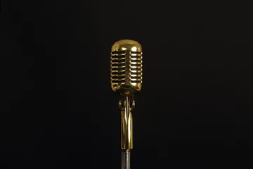 Foto op Plexiglas microphone rétro vintage doré © mariesacha