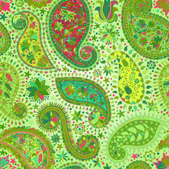 Vintage floral motif ethnic seamless background.