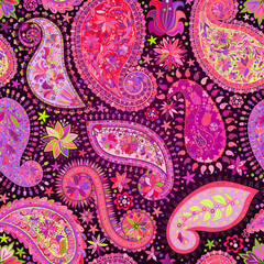 Vintage floral motif ethnic seamless background.