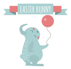 Cute bunny holding ball cute vector style.