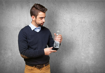 man drinking water