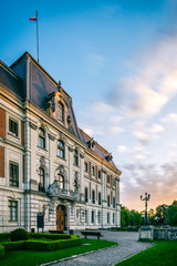 Fototapeta na wymiar Classical-style palace in the city of Pszczyna