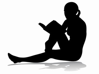 woman reading a book. vector silhouette