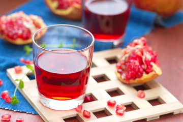 Pomegranate Juice and Ripe Pomegranates
