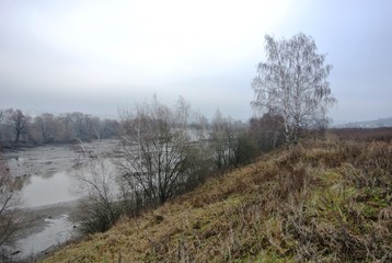 The shallow flow of the Moscow river