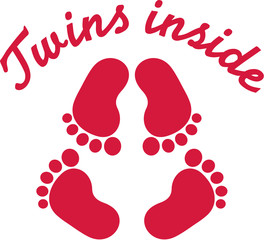 Twins inside with baby footprint