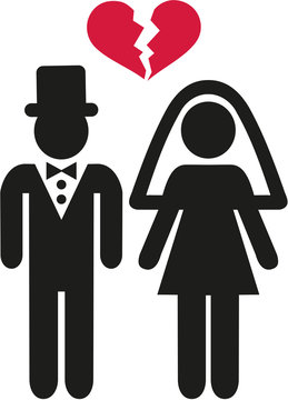 Divorced wedding couple symbol