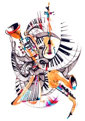 Photo sur Plexiglas Peintures instruments de musique