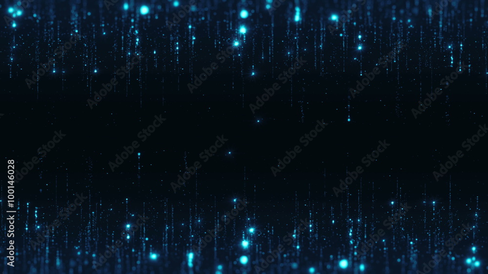 Poster loopable shimmering 4k backround with particles flying from top and bottom of screen with glares