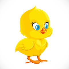 Cute little yellow cartoon chicken