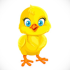 Cute yellow cartoon baby chicken