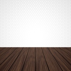 Empty room with wall and wooden floor. Illustration background