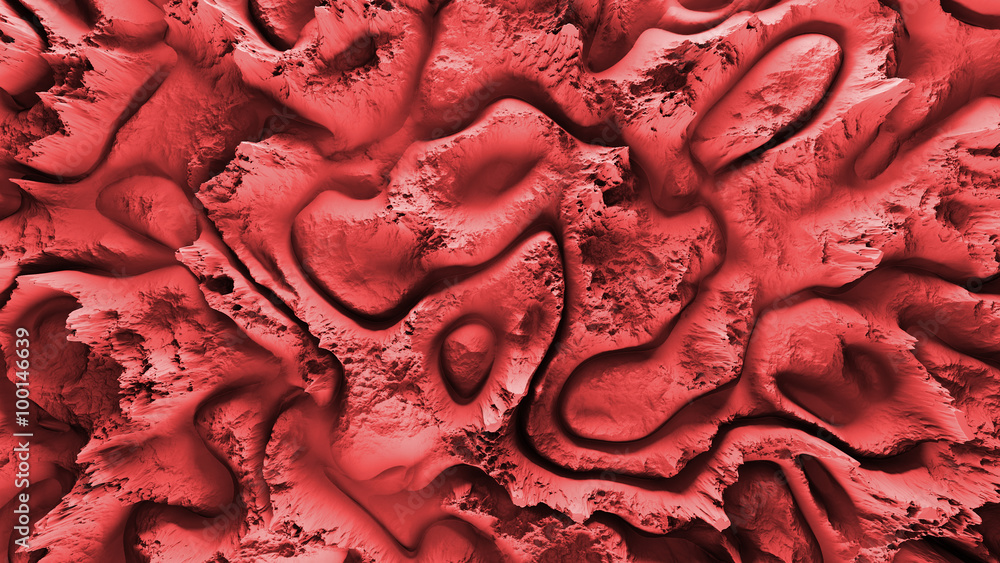 Aufkleber 3d render of abstract planet surface with high detailed relief made with displacement noise