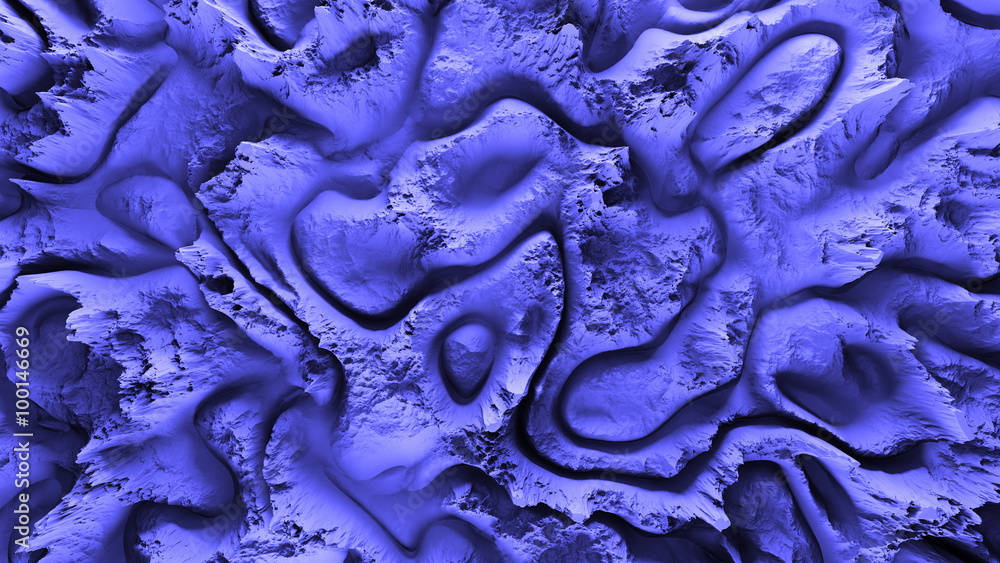 Aufkleber 3d render of abstract planet surface with high detailed relief made with displacement noise